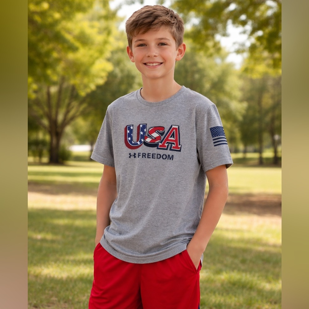 Under Armour Gray USA Freedom Tee